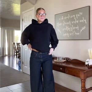 SKIMS Black Cotton Fleece Hoodie